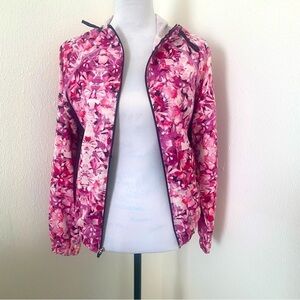 Champion Pink & Purple Prism Full Zip Hooded Windbreaker Jacket XS